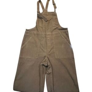 Aerie Brown Corduroy Overalls Womens Medium Raw Hem Adjustable‎ Straps Boho